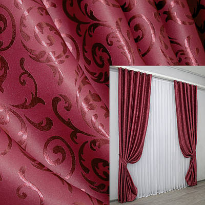 Комплект штор (2шт. 1,5х2,7м.) блекаут. Колір бордовий. Код 1099ш 30-912