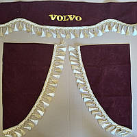 Комплект штор VOLVO (ламбрекен лобового и уголки бокового стекла) бордовый VOLVO