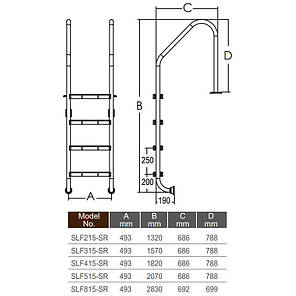 Сходи для басейну Emaux Standard SLF415-SR (4 сходинки), AISI-304, фото 3