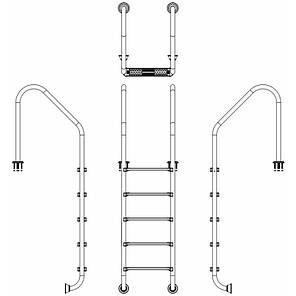 Сходи для басейну Emaux Standard SLF515-SR (5 сходинок), AISI-304, фото 3