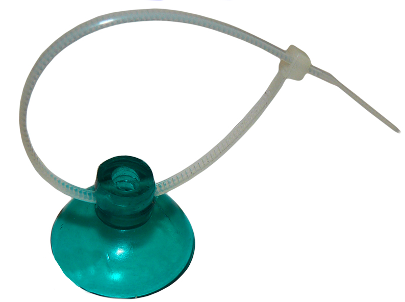 Присосок зелений AQUAXER, 27 мм, з хомутом завдовжки 14 см. Універсальний силіконовий присосок для акваріума