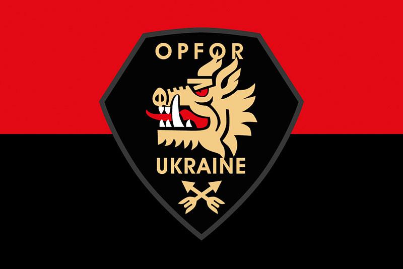 Прапор 214 Окремого спеціального батальйона «OPFOR» ЗСУ червоно-чорний