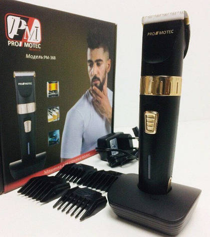 Професійна машинка Promotec PM-368 акумуляторна для стрижки волосся Титаново - керамічні леза, фото 1