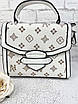 Жіноча сумка з унікальним дизайном, білого кольору, буквений візерунок бежевого кольору No 15695, фото 5