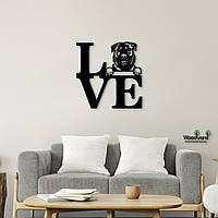 Панно Love Ротвейлер 20x20 см - Картины и лофт декор из дерева на стену.