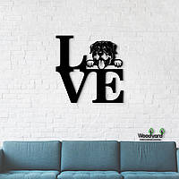 Панно Love Ротвейлер 20x20 см - Картины и лофт декор из дерева на стену.