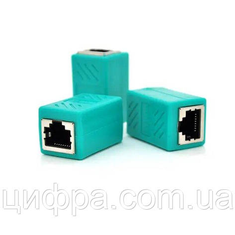 З'єднувач RJ45 8P8C мама/мама RJ45 для з'єднання кабелю, екранований, зелений, фото 1