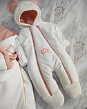 Велюровий комплект для дівчинки: конверт - ковдра + комбінезон весна / осінь Корона ШкодаМода Персиковий, фото 5