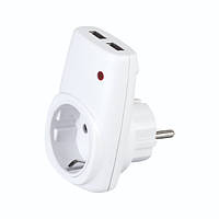 Розетка заземлением Horoz Electric AXIS+USB IP20