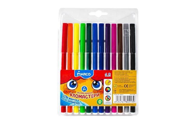 Фломастери Marco Super Washable 12 кол, фото 1