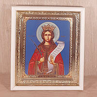 Ікона Варвара свята великомучениця, лик 15х18 см, у білому прямому дерев'яному кіоті