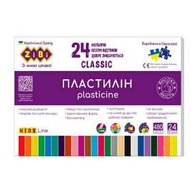 Пластилін "ZiBi" серії "CLASSIC", Набір 24 кольори, 480 грамів