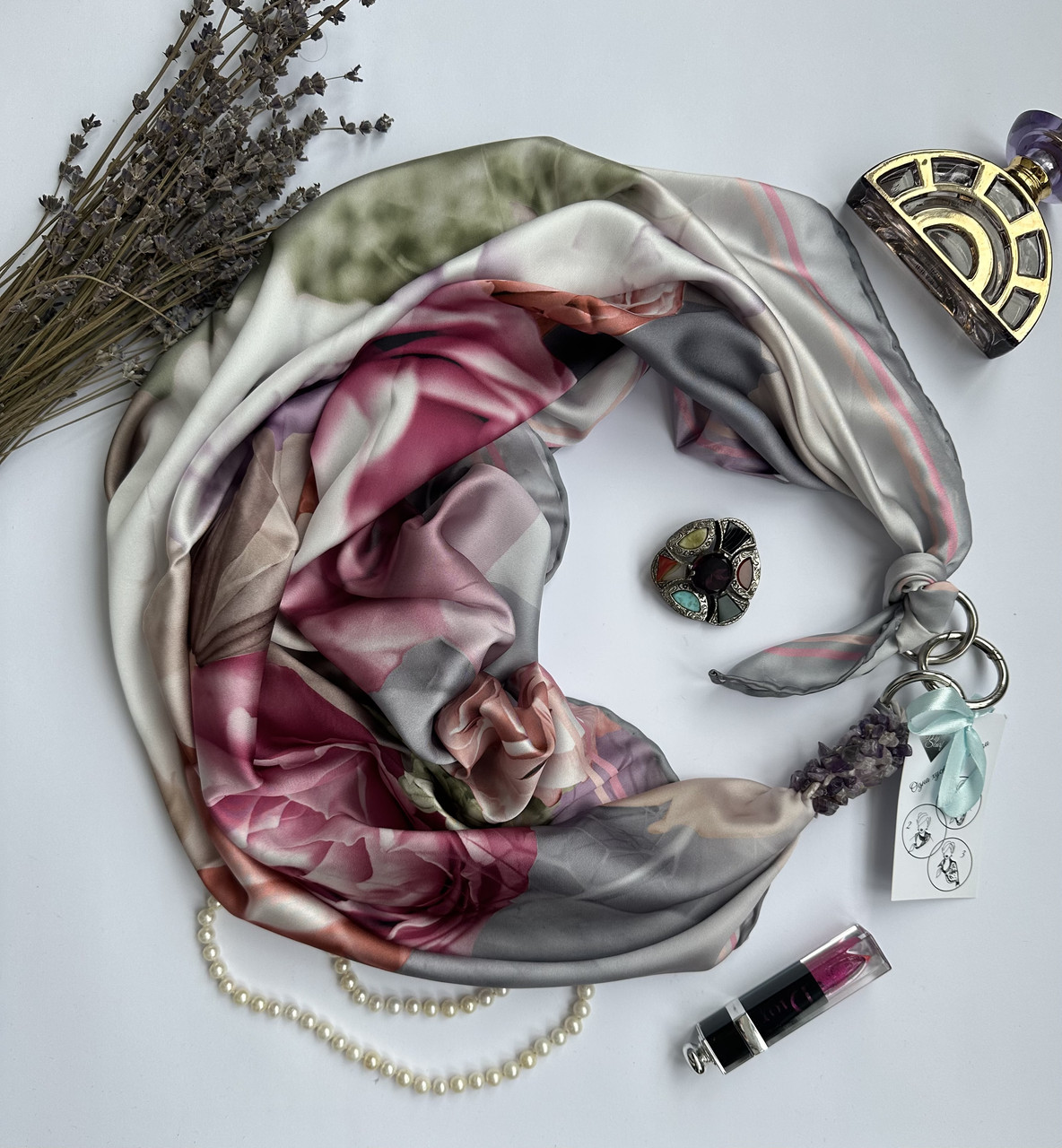 Дизайнерська хустка "Містичний блюз" VIP колекція від бренду My Scarf, подарунок жінці