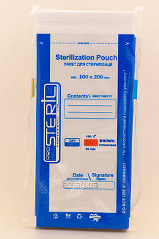 ProSteril Крафт-пакети 100х200 КОМБІНОВАНІ з прозорою плівкою СУХОЖАР для стерилізації, упаковка 100 шт