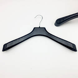 Пластикові плічка вішаки для одягу W-PL42 чорного кольору, довжина 420 мм