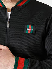 Чоловічий спортивний костюм Gucci чорний брендовий спорт костюм Гуччі S, фото 5