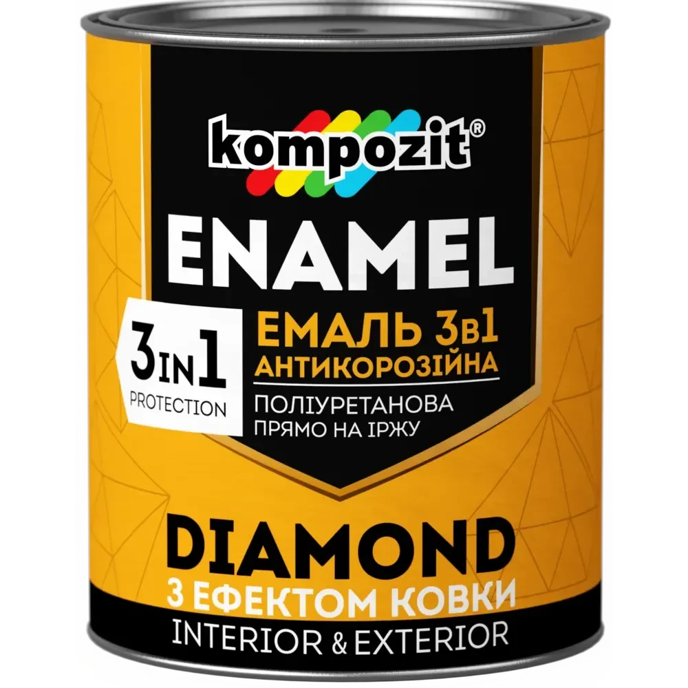 Kompozit Емаль поліуретанова антикорозійна 3 в 1 Diamond (Коричневий), 0,65 л