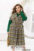 Жіночий жилет-пальто шерстяний демісезонний із поясом та кишенями с 46 по 68 розмір
