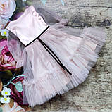 Сукня пишна для дівчинки Ляля Пудра 122-146р. Ошатна фатинова сукня для дівчинки, фото 6