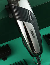 Професійна машинка VGR V-121 провідна машинка для стрижки волосся керамічне лезо 8 насадок, фото 3