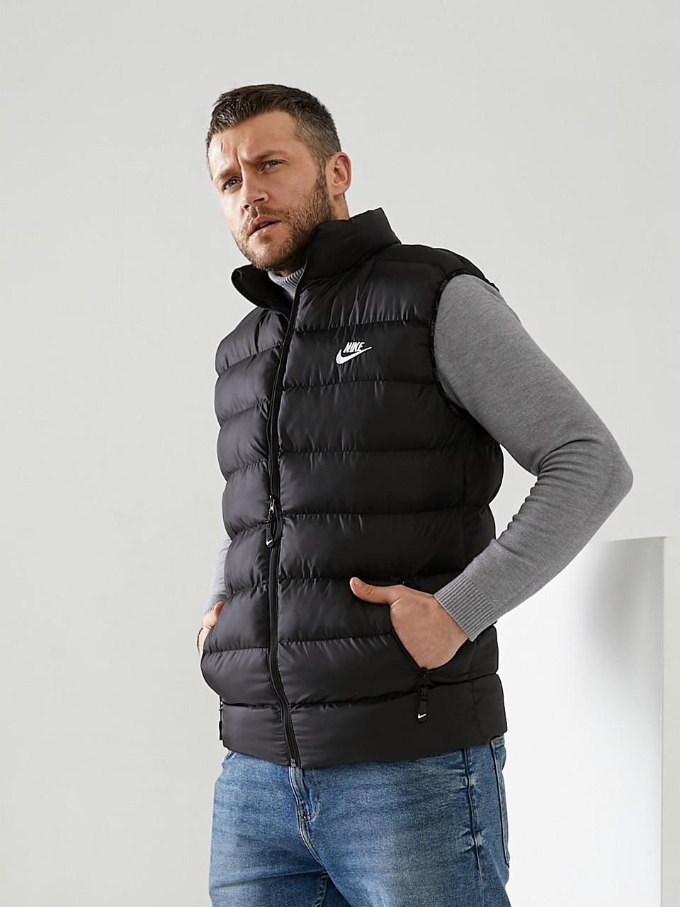 Чоловіча жилетка Nike чорна Найк спортивна безрукавка весна осінь, спорт жилет чоловічий, чоловічі жилетки
