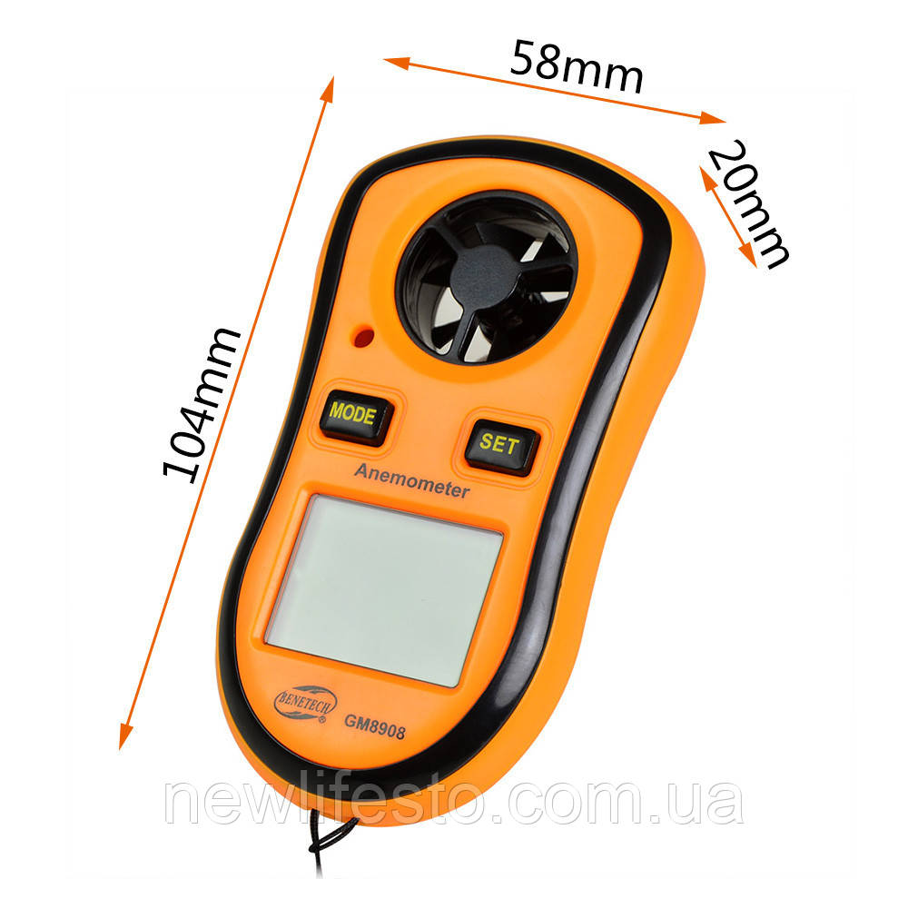 Цифровой крыльчатый анемометр 0,1-30м/с, -10-45°C BENETECH GM8908 - фото 2 - id-p1774812919