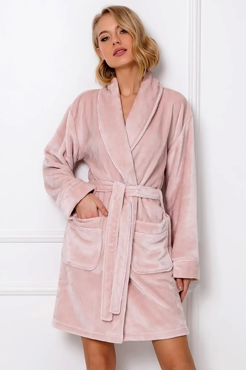 Жіночий теплий домашній халат Aruelle Eve Bathrobe Dusty Pink