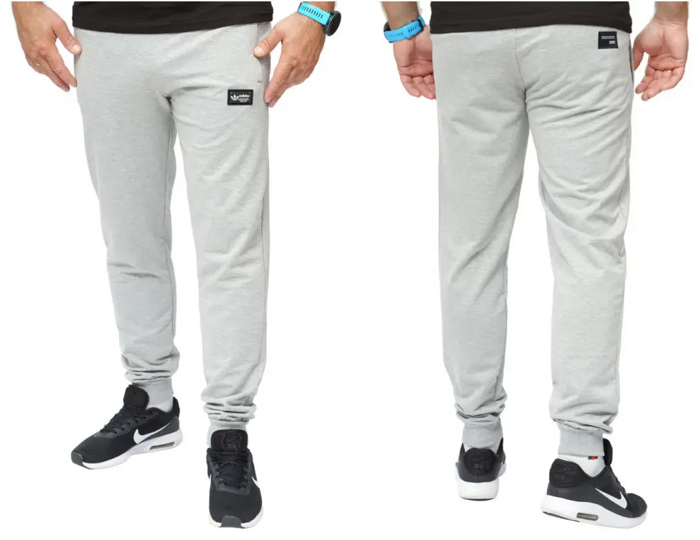 Чоловічі трикотажні спортивні штани (штани) Adidas (7218-2), осінні весняні сірі. Чоловічий одяг, фото 1