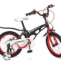 Дитячий двоколісний велосипед 18 дюймів Profi з додатковими колесами LMG18201 чорно червоний