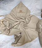 Велюровий комплект: конверт - ковдра + комбінезон весна / осінь 0 - 3 місяці Корона ШкодаМода Бежевий, фото 3