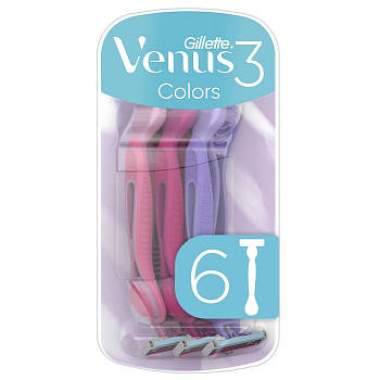 Станки для гоління Gillette Venus  3 Colors одноразові  6 шт