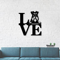 Панно Love Миниатюрный шнауцер 20x23 см - Картины и лофт декор из дерева на стену.