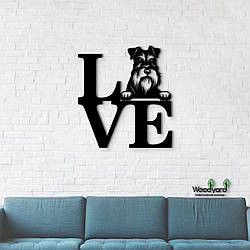 Панно Love Мініатюрний шнауцер 20x23 см - Картини та лофт декор з дерева на стіну.