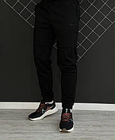 Черные спортивные штаны Nike мужские весенние осенние , Штаны мужские Найк двунитка черный лого