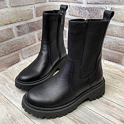 Жіночі шкіряні демісезонні черевики челсі на блискавці