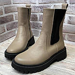 Жіночі шкіряні демісезонні черевики челсі на блискавці, фото 5