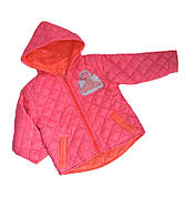 Весняна стьобана курточка на дівчинку з капюшоном, тонка дитяча вітровка для дівчаток (рожева)