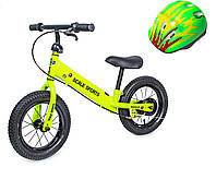 + Шлем + Беговел Велобег 12Д Scale Sports Салатовый цвет