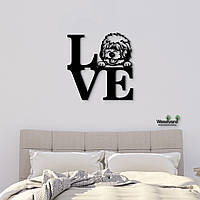 Панно Love Староанглийская овчарка 20x20 см - Картины и лофт декор из дерева на стену.