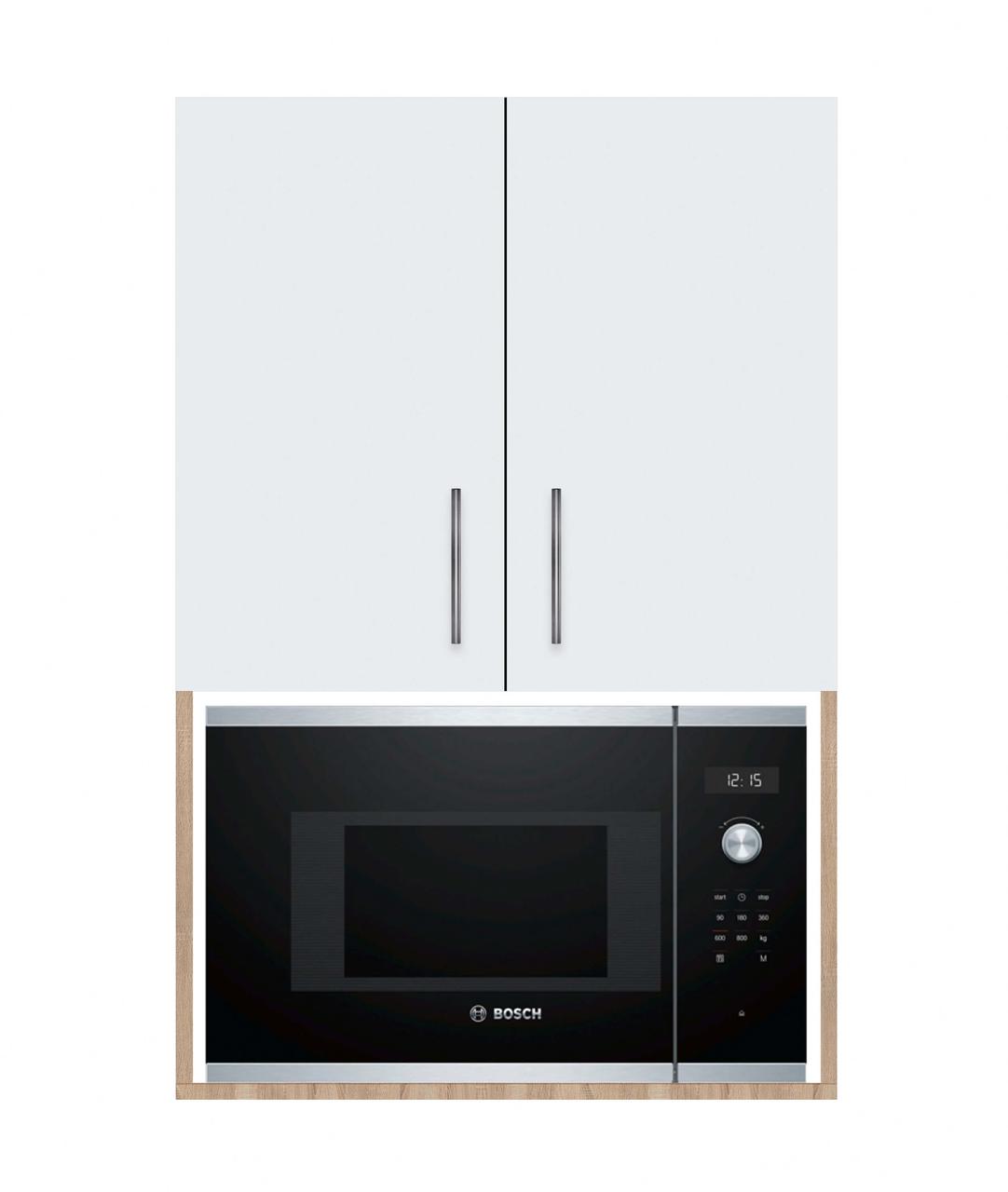 Навісна шафа закрита (двохдверна) (під МВ піч) ЛЮКС ширина 600 МЕбель Дуб сонома/Білий гладкий, фото 1