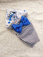Демисезонный конверт одеяло для новорожденных малышей, серый, принт Медвежонок Boy