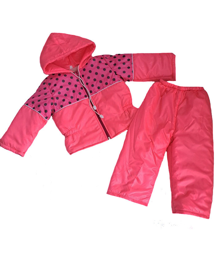 Ясельна куртка зі штанами на дівчинку на флісі, дитячий роздільний комбінезон для дівчинки на 1 рік