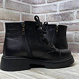 Жіночі шкіряні демісезонні черевики з трапецієподібним каблуком у 40 і 41 розмірі, фото 2