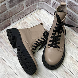 Жіночі шкіряні осінні демісезонні весняні черевики в армійському стилі у 40 розмірі