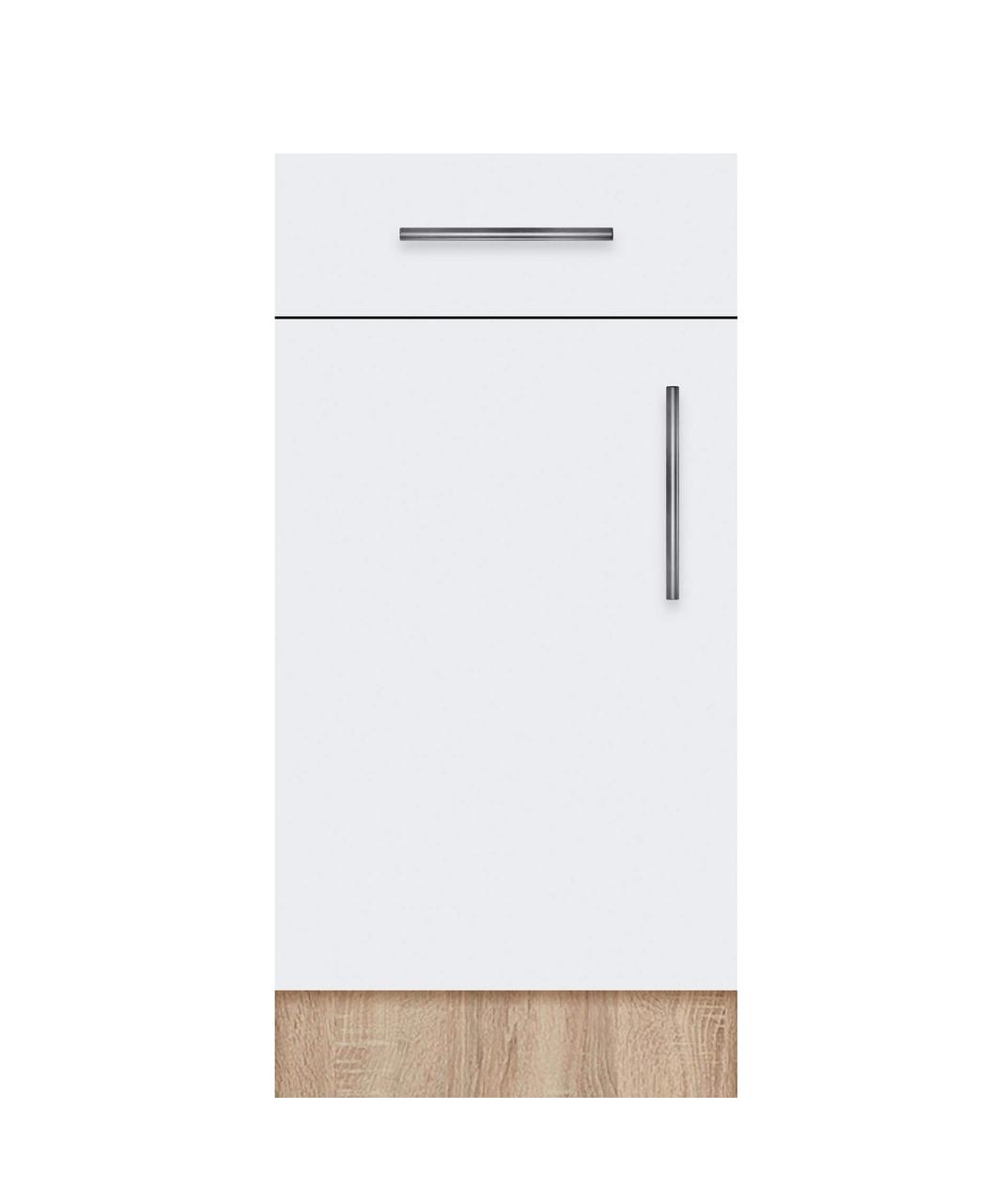 Тумба однодверна з одним ящиком (без стільниці) ЛЮКС ширина 600 МАКСІ-Мебель Дуб сонома/Білий гладкий, фото 1