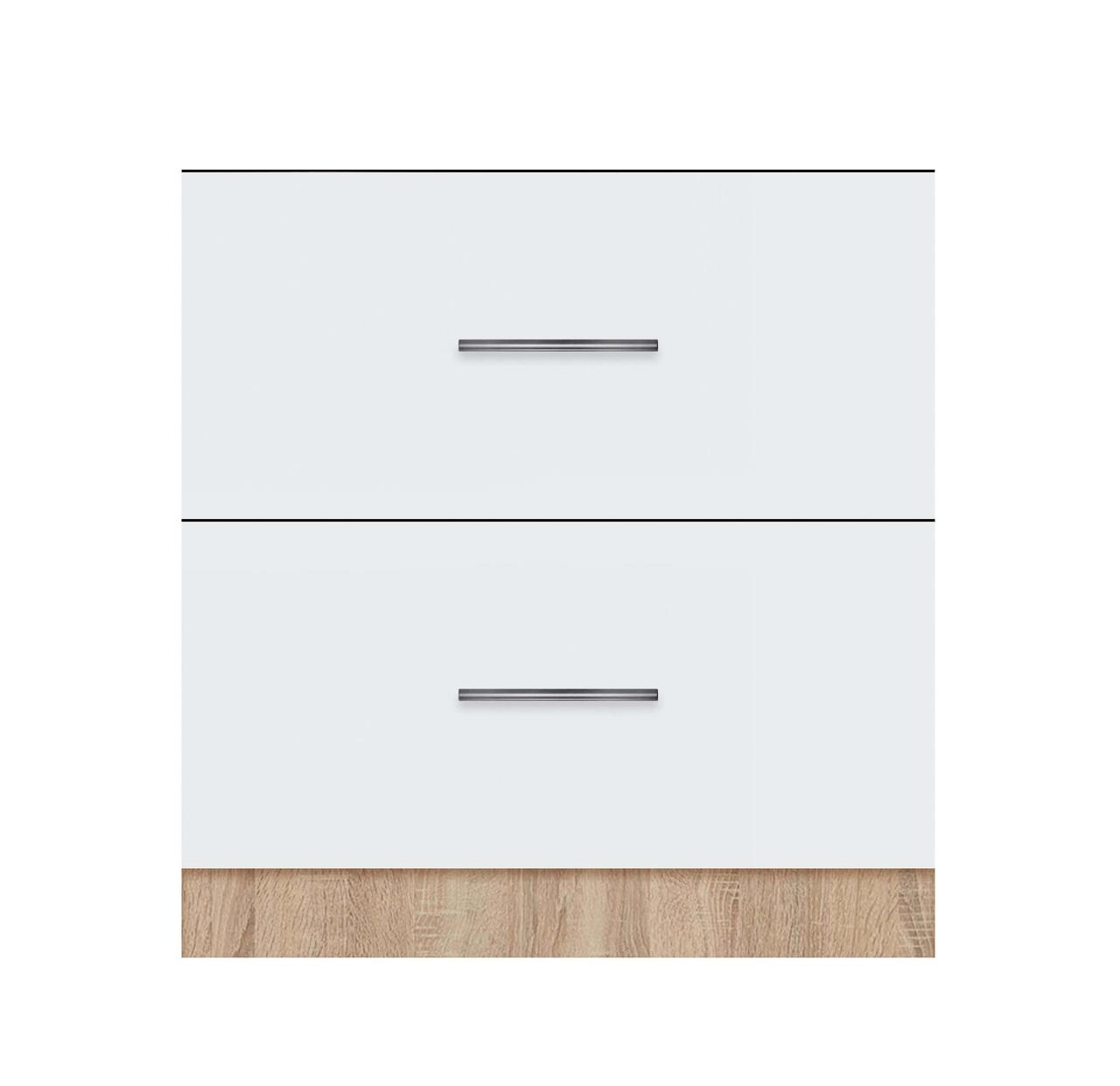 Тумба з двома ящиками (без стільниці) ЛЮКС ширина 600 МАКСІ-МЕбель Дуб сонома/Білий гладкий (72101), фото 1