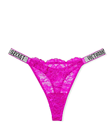 Трусики кружевные ярко-розовые Victoria's Secret стринги со стразами S из США