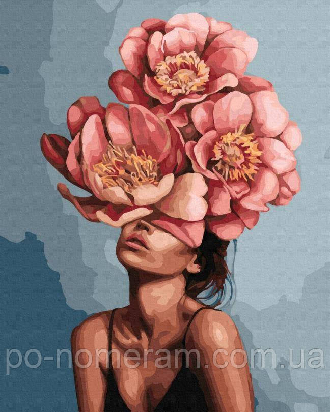 Акційна Картина за номерами Brushme Premium Дівчина в квітучій півонії (PGX40544) 40 х 50 см, фото 1