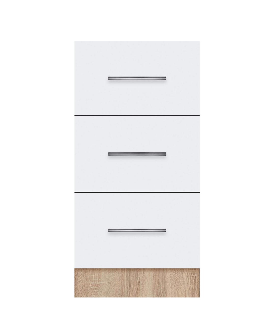 Тумба з трьома ящиками (без стільниці) ЛЮКС ширина 300 МАКСІ-МЕбель Дуб сонома/Білий гладкий (72122), фото 1