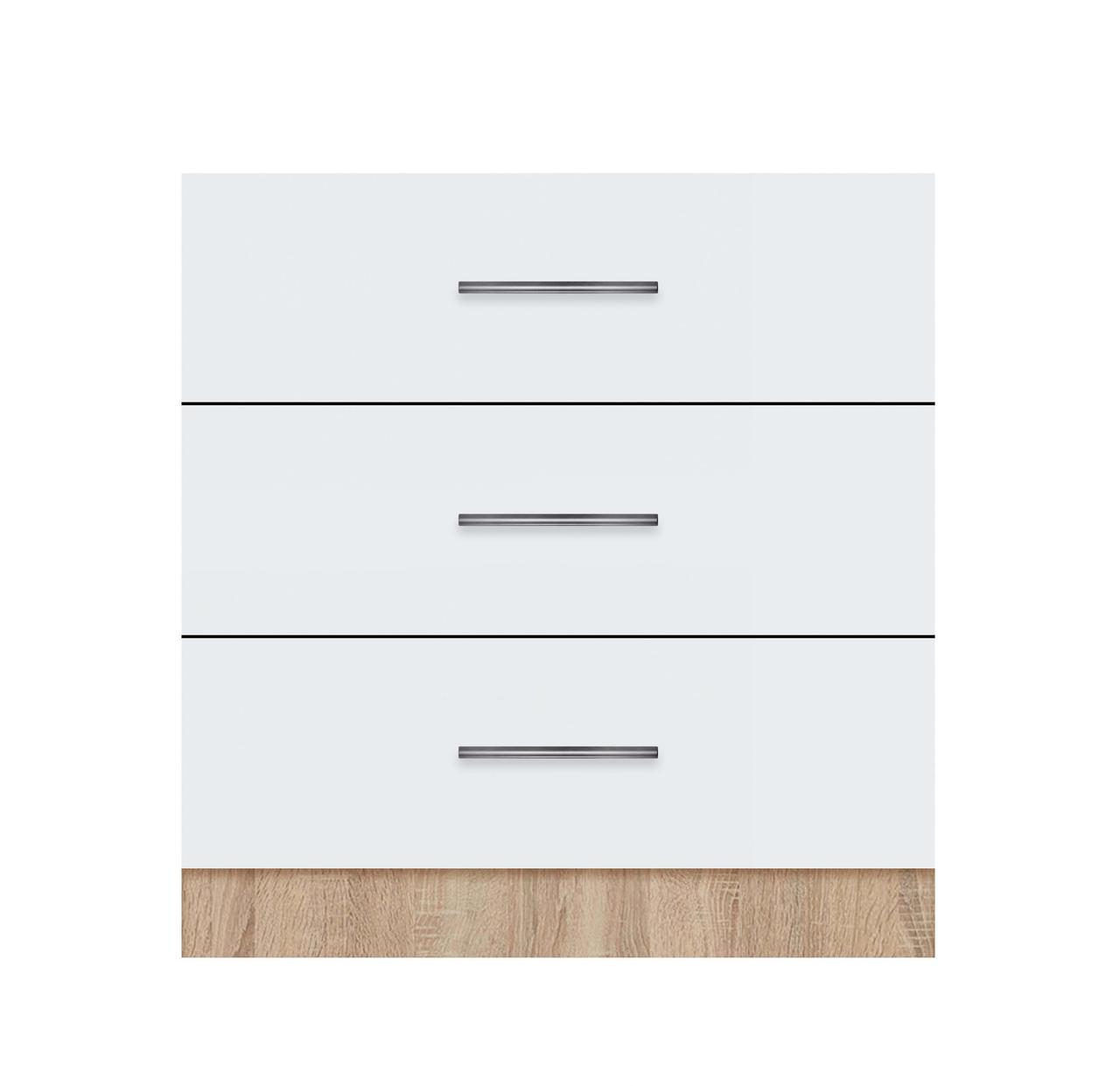 Тумба з трьома ящиками (без стільниці) ЛЮКС ширина 700 МАКСІ-МЕбель Дуб сонома/Білий гладкий (72126), фото 1